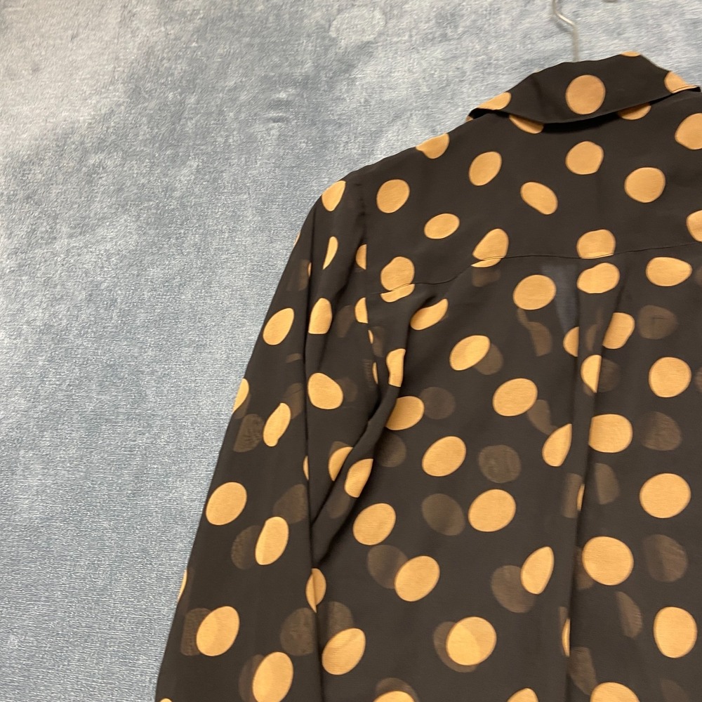 Express Portofino Blouse Top Womens Small Black Yellow Button Front Polka Dot - Picture 13 of 13